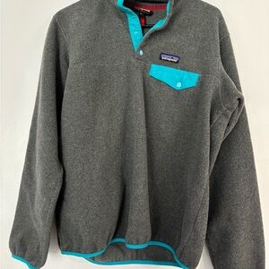Patagonia Charcoal Fleece with Aqua Details